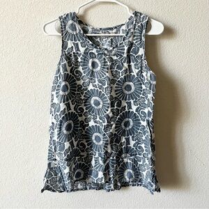 Flax 100% Linen Floral Boho Breathable Sleeveless Blouse Tank M